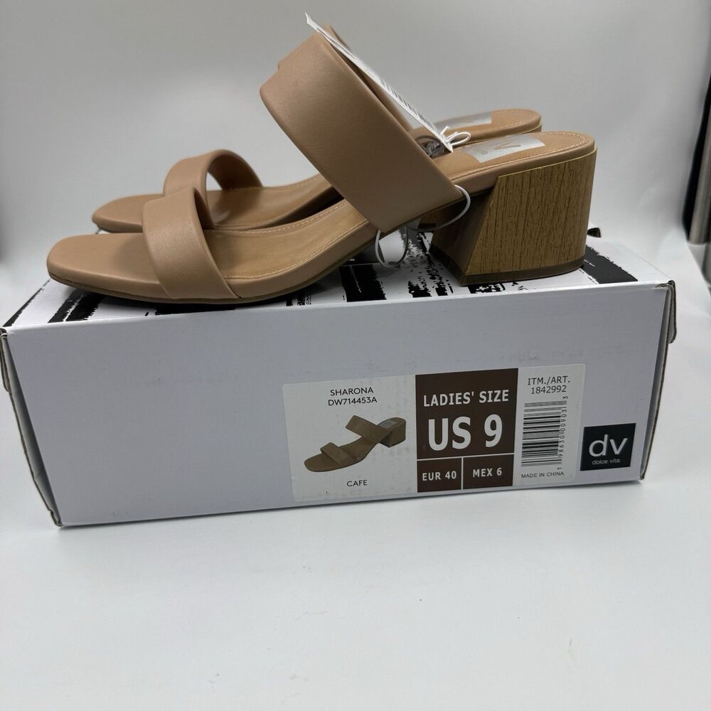 New Dolce Vita Sharona Women’s Dual Straps with Block Heel Sandals Cafe Size 9 - Picture 10 of 14